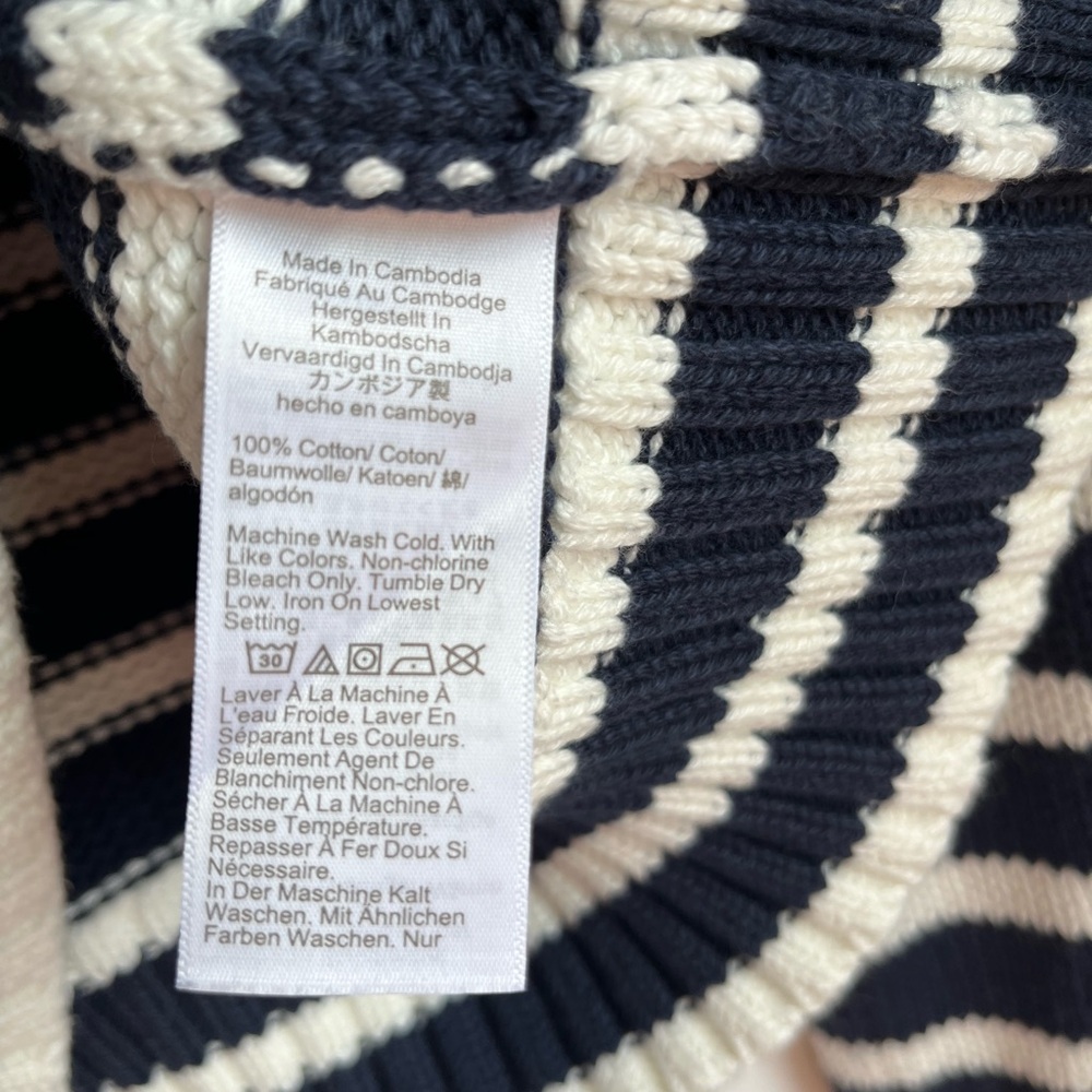 NWT J.Crew Women's Size XXS Rollneck sweater in Navy/White stripes - Picture 9 of 10